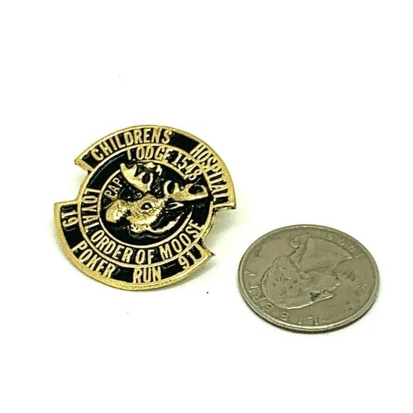 Loyal Order of Moose 1991 Poker Run Vintage Children Hospital Hat Vest Pin 1.2'' - Picture 2 of 7
